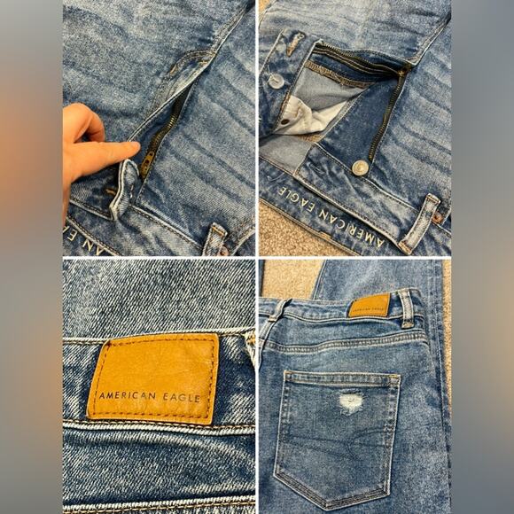 American Eagle women’s highest rise mom jeans sz 8S medium wash stretch blue - Picture 3 of 15